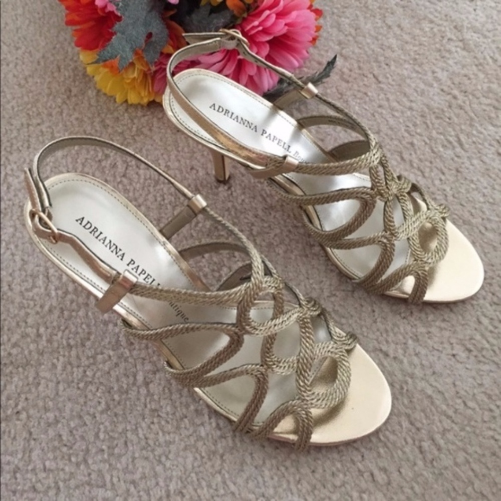 ❇ NIB ❇ Adrianna Papell Gold Platino French Rope Heels, Size 8.5